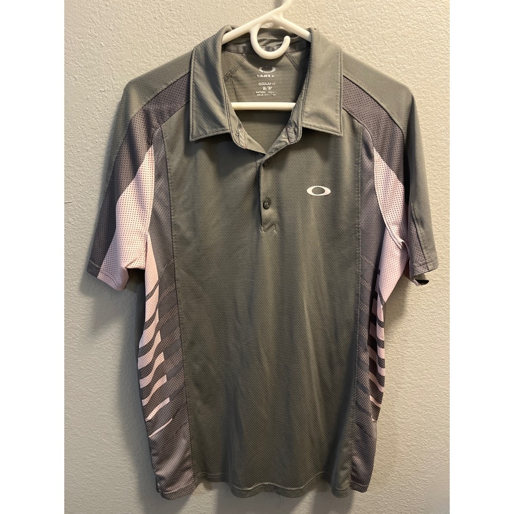 Oakley Men Regular Fit Golf Polo Shirt Short Sleeve Gray M Athletic Performance